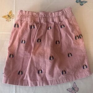 Mini Boden Pink Corduroy Skirt with Puppy Embroidery